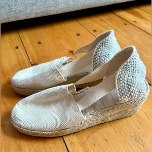 Espadrille Wedge Sandals | Neutral Canvas Slingback | Size 7 like new